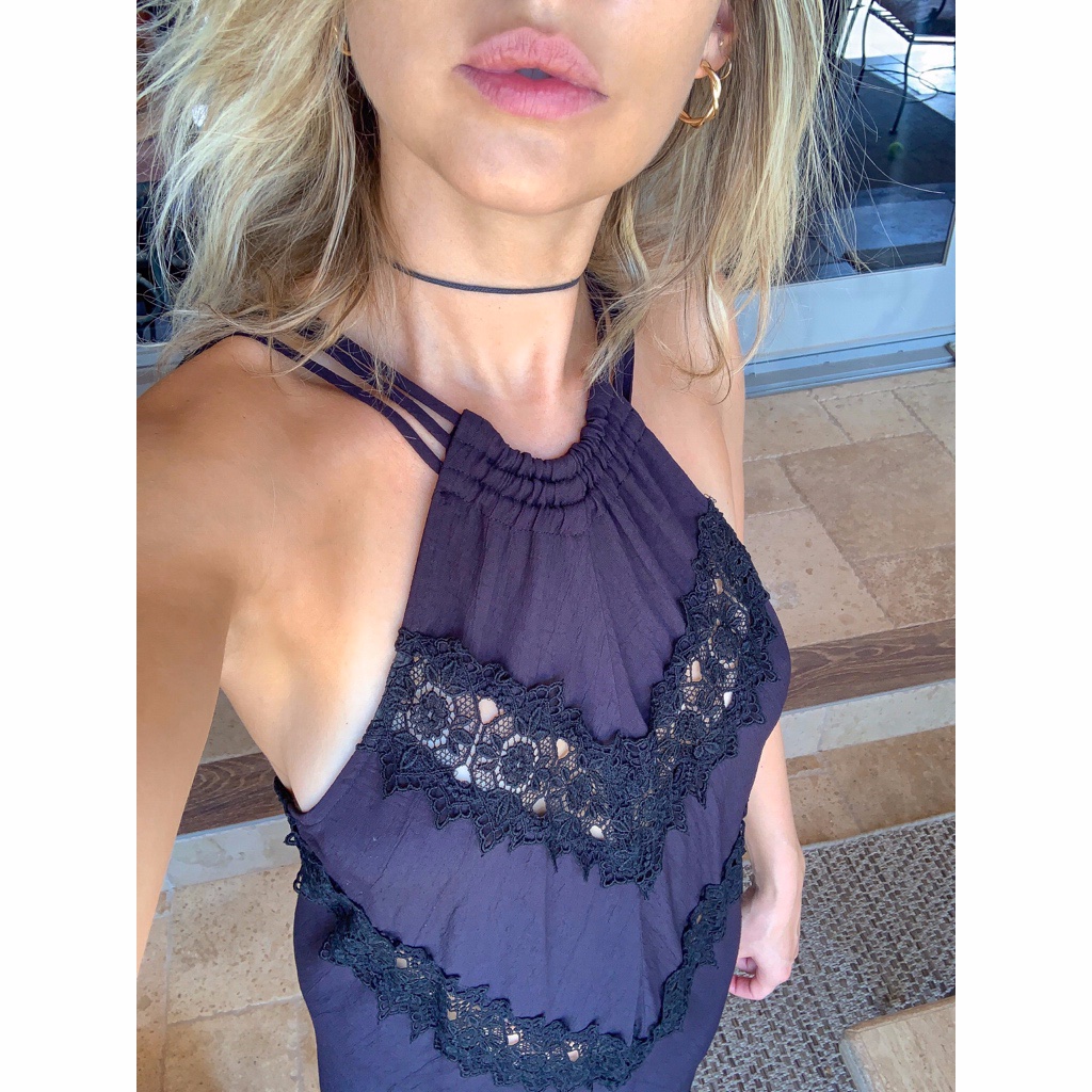 *Never Worn* Stone Cold Fox Women's Purple, Black Lace, Maxi Dress, Size M/L — image 4 of 5